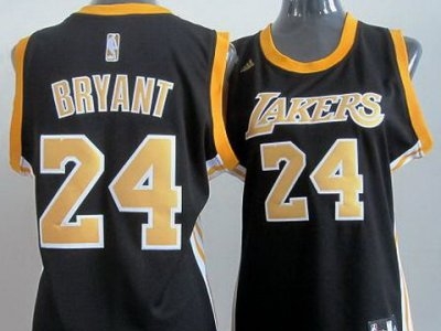 Women Los Angeles Lakers 24 Kobe Bryant Black Yellow Number Revolution 30 Swingman Jerseys