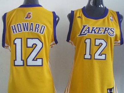 Women Los Angeles Lakers 12# Dwight Howard Yellow Revolution 30 Swingman Jerseys