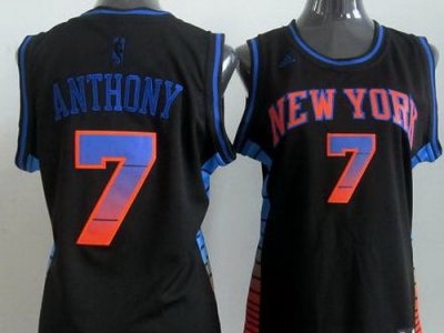 Women New York Knicks 7 Carmelo Anthony Black Vibe Fashion Revolution 30 Swingman Jerseys