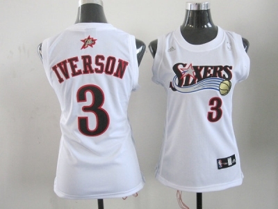 women nba philadelphia 76ers #3 iverson white jerseys