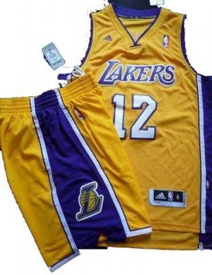 Los Angeles Lakers 12# Dwight Howard Yellow Revolution 30 Swingman NBA Jersey & Shorts