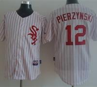 Chicago White Sox 12 Pierzynski White (Red Strip) MLB Jersey