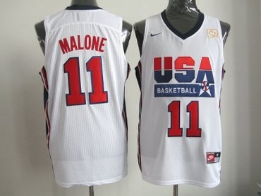 2012 usa jerseys #11 malone white(Retro)