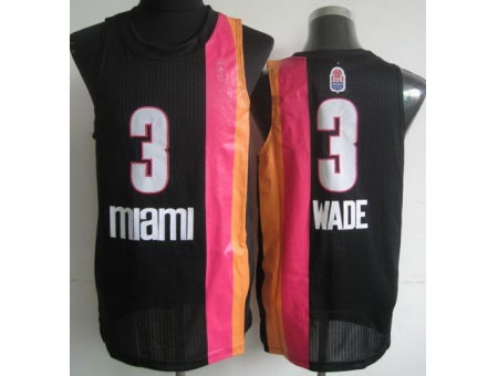 Miami Floridians Heat 3 Dwyane Wade Black ABA Hardwood Classic Revolution 30 NBA Jerseys