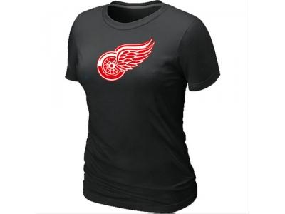 Women NHL Detroit Red Wings Big & Tall Logo Black T-Shirt