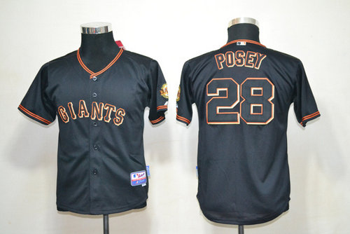 Youth MLB San Francisco Giants 28 Posey Black Jerseys