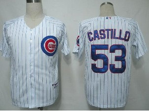 Chicago Cubs 53 Castillo White(Blue Strip) MLB Jerseys