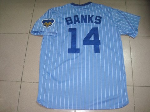 MLB Chicago Cubs 14 BANKS blue strip jerseys