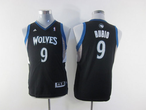 Youth nba Minnesota Timberwolves 9 Ricky Rubio black(revolution 30 swingman)