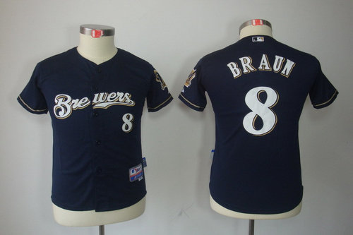 Women Milwaukee Brewers 8 Ryan Braun Blue jerseys