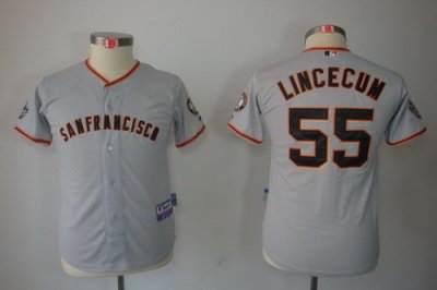 Kids San Francisco Giants 55 Tim Lincecum Grey 2011 jerseys