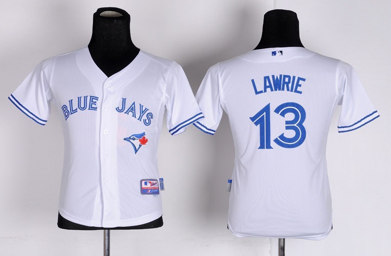MLB Youth Toronto Blue Jays #13 Brett Lawrie White Jerseys