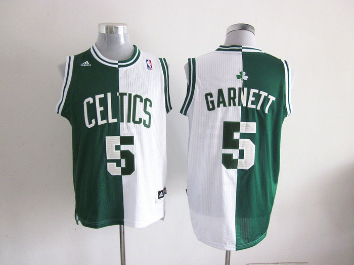 NBA Boston Celtics 5 Kevin Garnett white-green Split Jerseys NBA Boston Celtics 5 Kevin Garnett white-green Split Jerseys