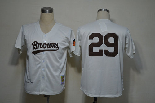 MLB Jerseys St.Louis Browns 29 Satchel Paige White M&N 1953 MLB Jerseys