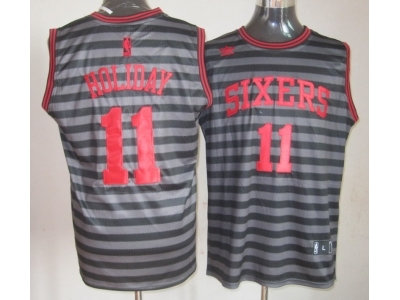nba philadelphia 76ers #11 holiday grey(black strip)