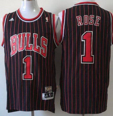 Chicago Bulls 1 Derrick Rose Black Red Strip Revolution 30 Swingman NBA Jerseys