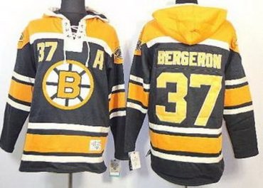 Boston Bruins 37 Patrice Bergeron Black Lace-Up NHL Jersey Hoodies Boston Bruins 37 Patrice Bergeron Black Lace-Up NHL Jersey Hoodies