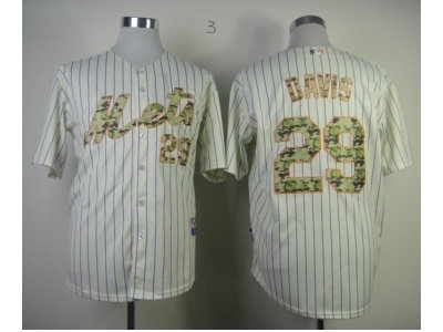 mlb jerseys new york mets #29 davis cream(blue strip)(number camo)