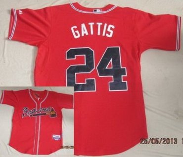 Atlanta Braves 24 Evan Gattis Red Cool Base MLB Jerseys Atlanta Braves 24 Evan Gattis Red Cool Base MLB Jerseys