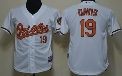 Kids Baltimore Orioles 19 Chris Davis White Cool Base MLB Jerseys