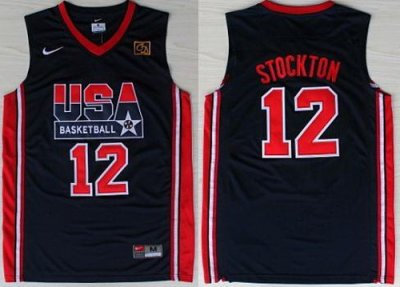 USA Basketball 1992 Olympic Dream Team Blue Jerseys 12# John Stockton