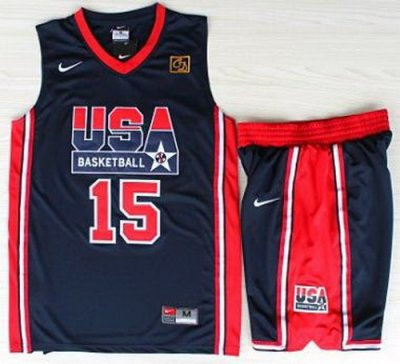 USA Basketball 1992 Olympic Dream Team Blue Jerseys & Shorts 15# Magic Earvin Johnson