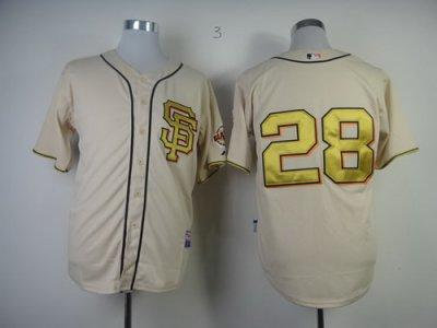 San Francisco Giants 28# Posey 2013 Commemorative Gold Jersey w2012 World Series Champions Patch