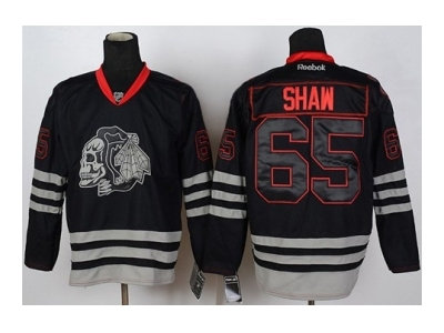 nhl jerseys chicago blackhawks #65 shaw black ice(the skeleton head)