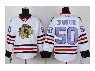 nhl jerseys chicago blackhawks #50 crawford white(number purple)