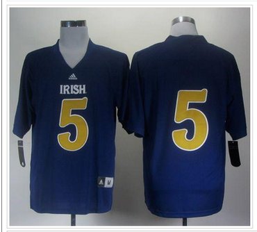 Fighting Irish #5 Everett Golson Navy Blue Shamrock Series Stitched NCAA Jersey