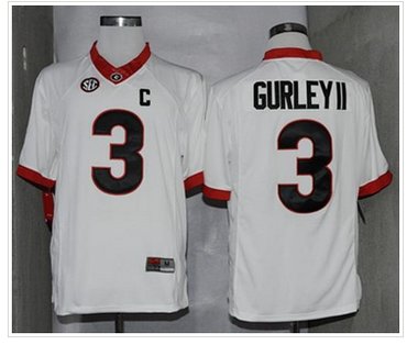 Georgia Bulldogs #3 Todd Gurley II White Limited SEC Patch Stitched NCAA Jersey