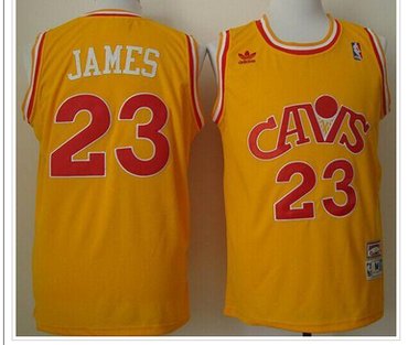 Cleveland Cavaliers #23 LeBron James Yellow CAVS Throwback NBA Jersey