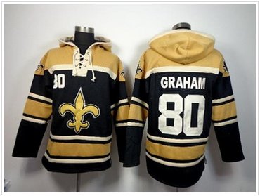 New Orleans Saints #80 Jimmy Graham Black Sawyer Hooded Sweatshirt Stitched NFL Jersey