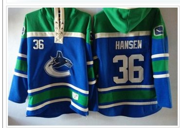 Vancouver Canucks #36 Jannik Hansen Blue Sawyer Hooded Sweatshirt Stitched NHL Jersey