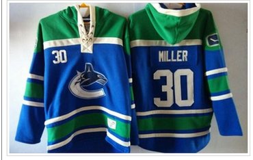 Vancouver Canucks #30 Ryan Miller Blue Sawyer Hooded Sweatshirt Stitched NHL Jersey