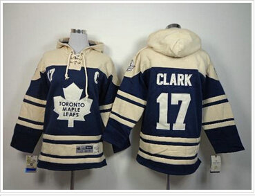 Youth NHL Maple Leafs #17 Wendel Clark Blue Sawyer Hooded Sweatshirt Jersey