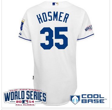 Royals #35 Eric Hosmer White Cool Base W 2014 World Series Patch Baseball Jersey