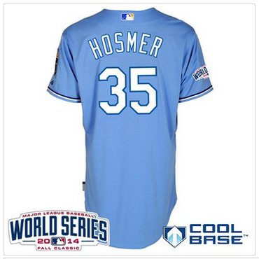 Royals #35 Eric Hosmer Light Blue Cool Base W 2014 World Series Patch Baseball Jersey