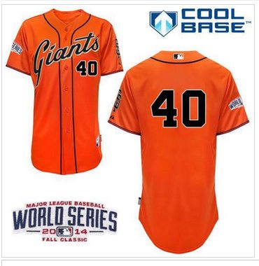 Giants #40 Madison Bumgarner Orange Cool Base W 2014 World Series Patch Stitched Baseball Jersey