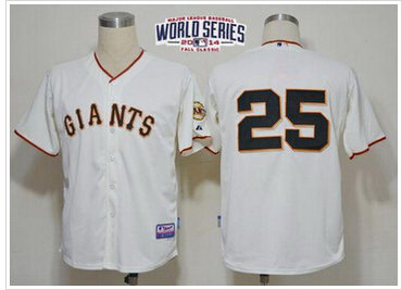 Giants #25 Barry Bonds Cream Cool Base W 2014 World Series Patch Stitched Baseball Jersey