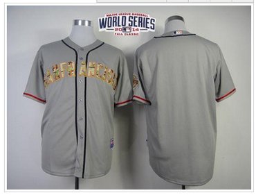 Giants Blank Grey USMC Cool Base W 2014 World Series Patch Stitched Baseball Jersey