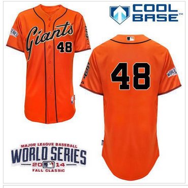 Giants #48 Pablo Sandoval Orange Cool Base W 2014 World Series Patch Stitched Baseball Jersey