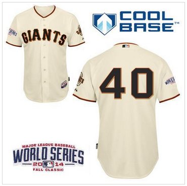 Giants #40 Madison Bumgarner Cream Cool Base W 2014 World Series Patch Stitched Baseball Jersey