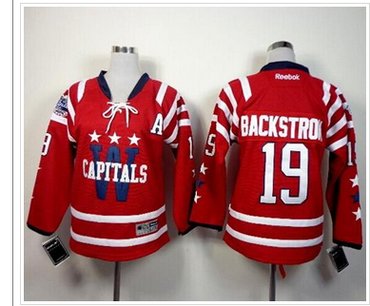 Youth Capitals #19 Nicklas Backstrom 2015 Winter Classic Red NHL Jersey