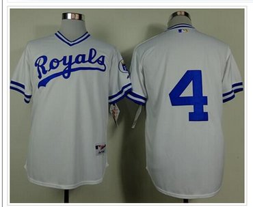 Kansas City Royals #4 Alex Gordon White 1974 Turn Back The Clock Stitched Baseball Jersey