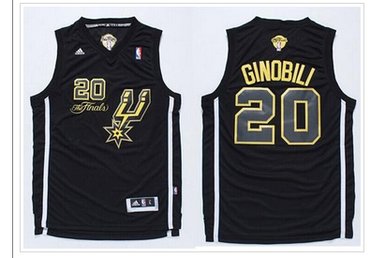 San Antonio Spurs #20 Manu Ginobili Black(Gold No.) Champions Stitched NBA Jersey