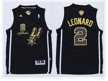 San Antonio Spurs #2 Kawhi Leonard Black(Gold No.) Champions Stitched NBA Jersey