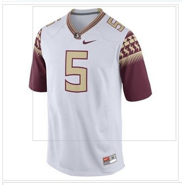 Florida State Seminoles #5 Jameis Winston White Stitched NCAA Limited Jersey