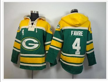 Green Bay Packers #4 Brett Favre Green Sawyer Hooded Sweatshirt NFL Hoodie