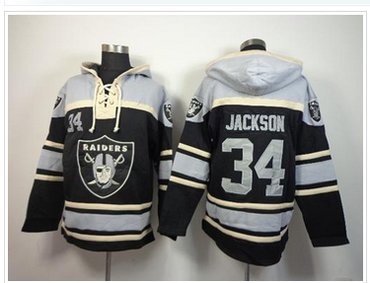 Oakland Raiders #34 Bo Jackson Black Sawyer Hooded Sweatshirt NFL Hoodie